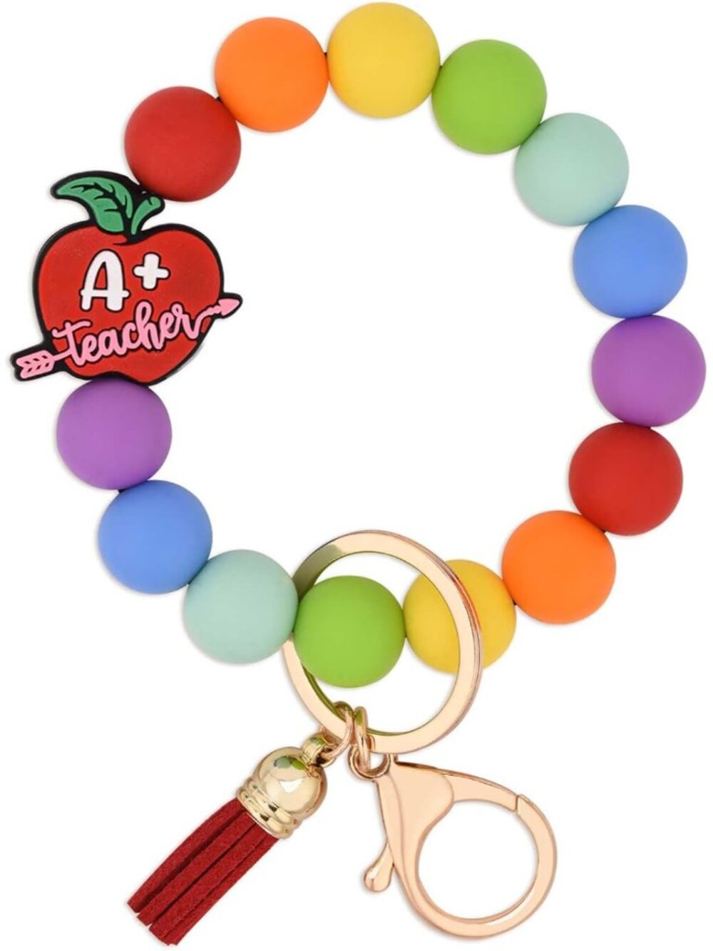 Silicone Beaded Keychain Wristlet Key Ring Bracelet Cute Car Key Chain Holder fo